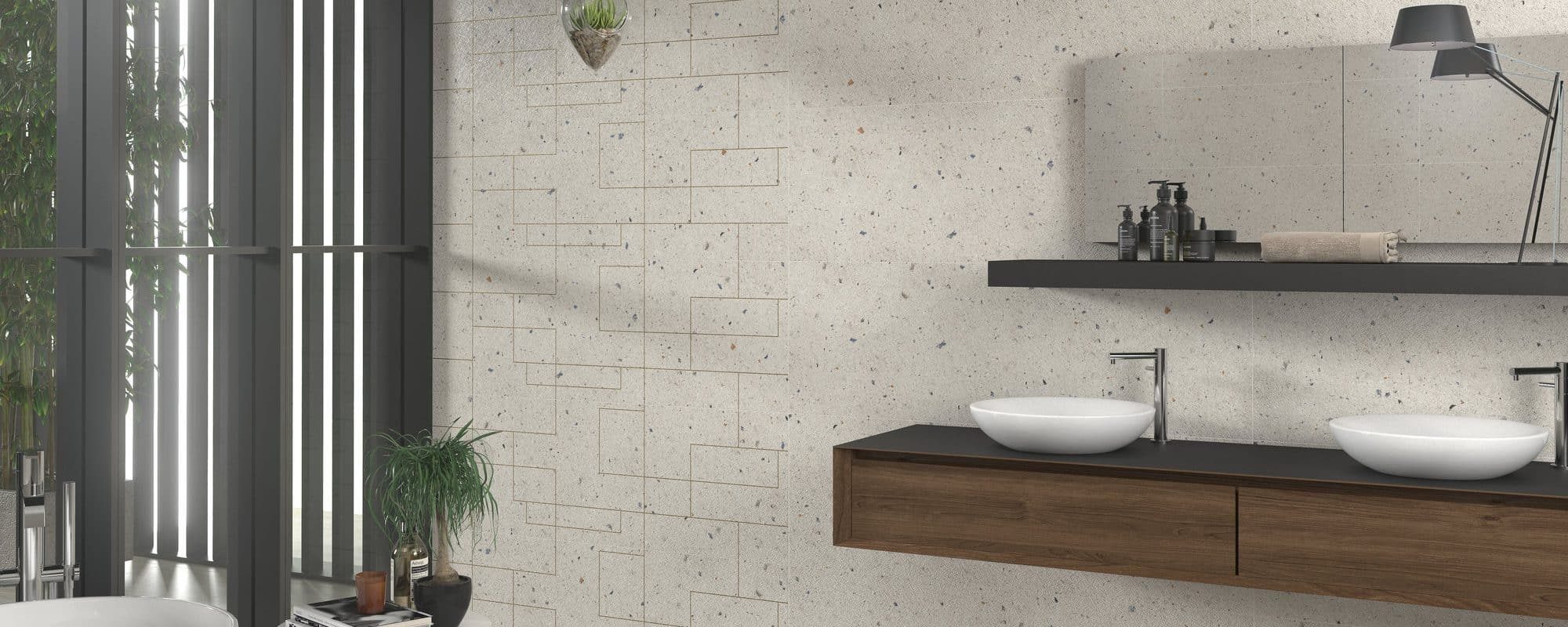 RE-USE-porcelain materials Wall tiles with Textile effect slider