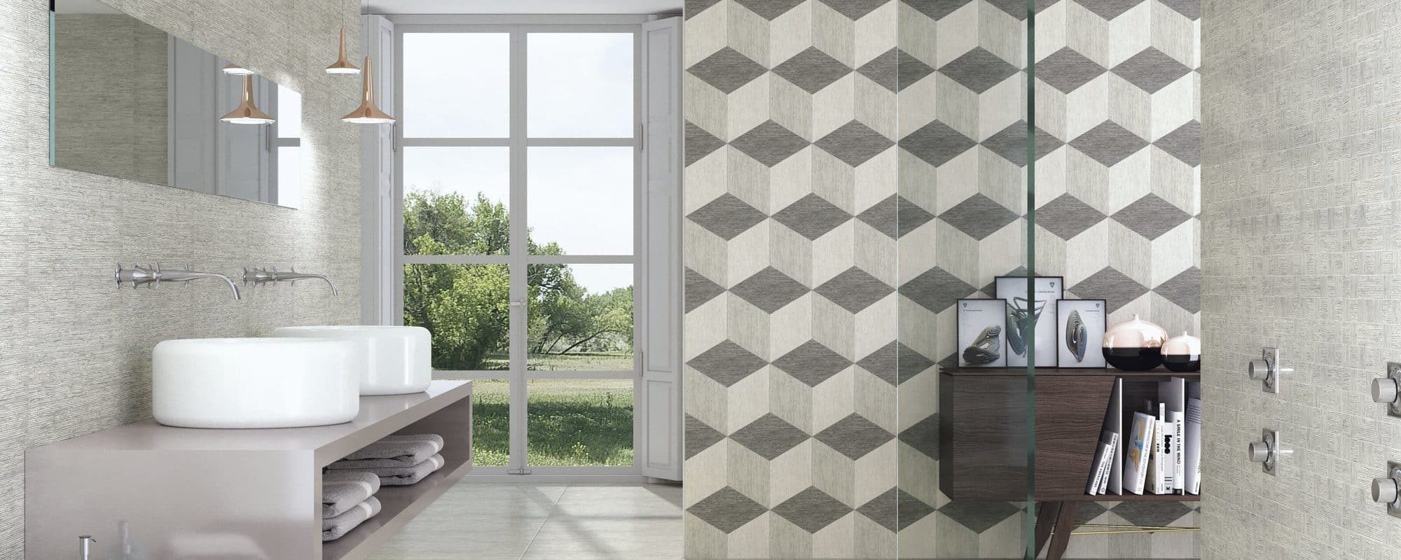Textile Concrete Effect Bathroom Wall Tiles
