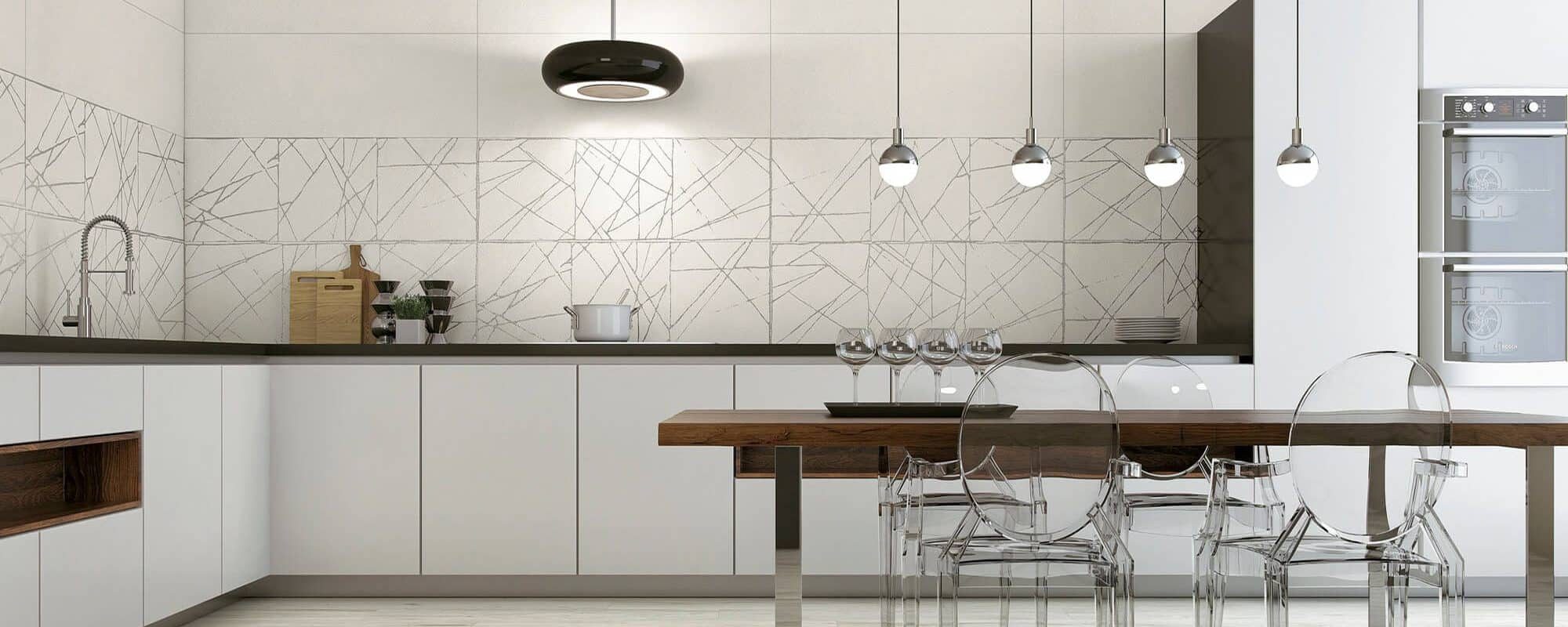 Textile marble effect porcelain kitchen tiles slider