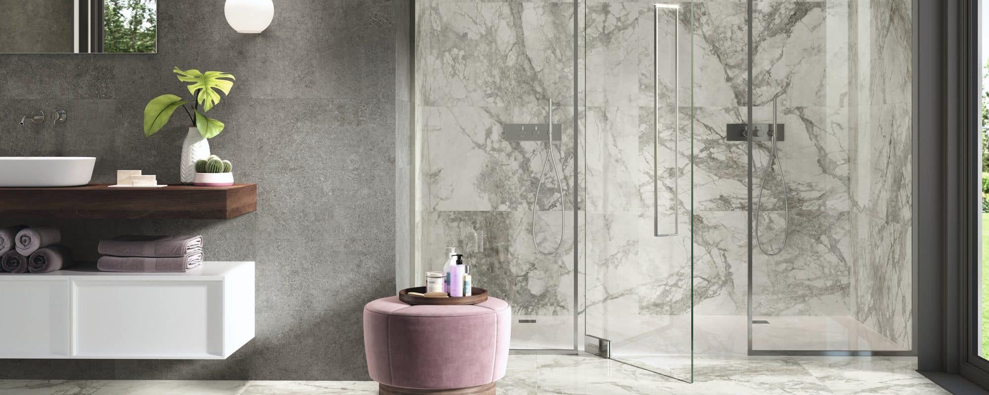 WABI SABI cement effect porcelain bathroom tiles uk slider 2