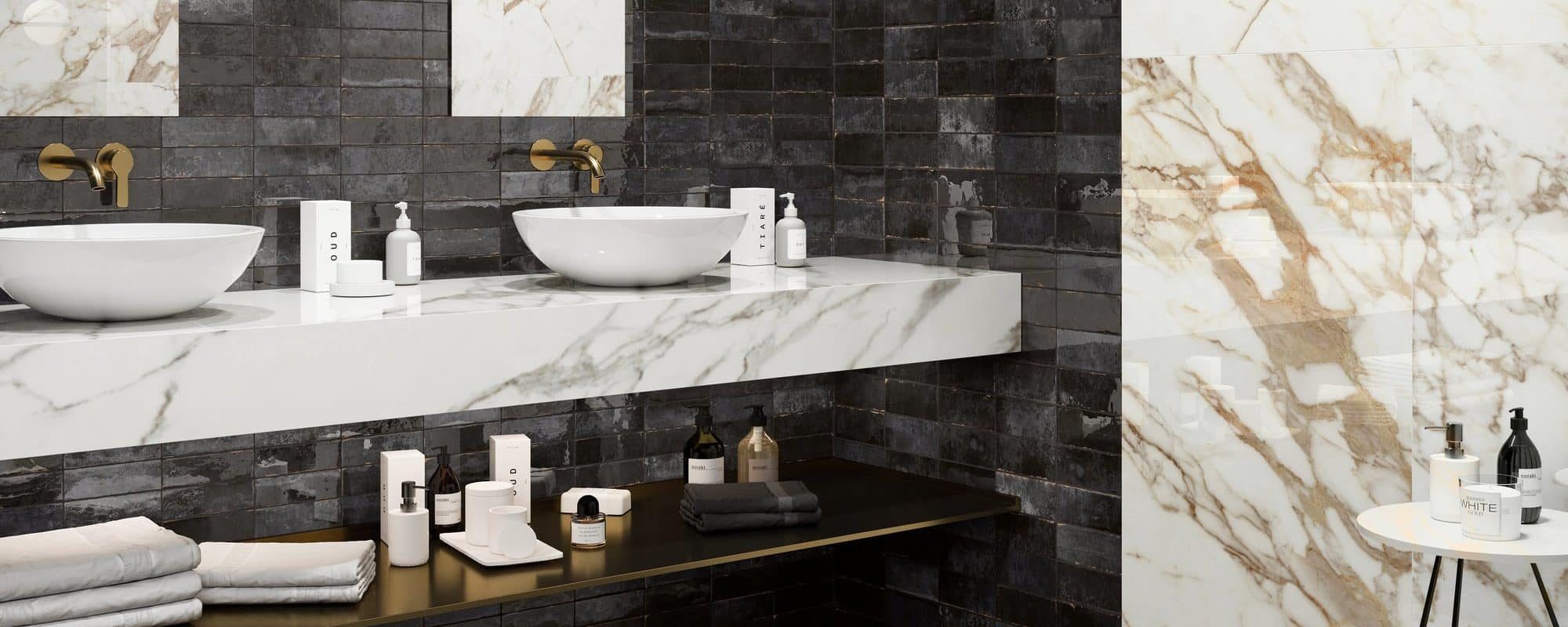 calacatta-gold marble effect bathroom tiles uk slider 1