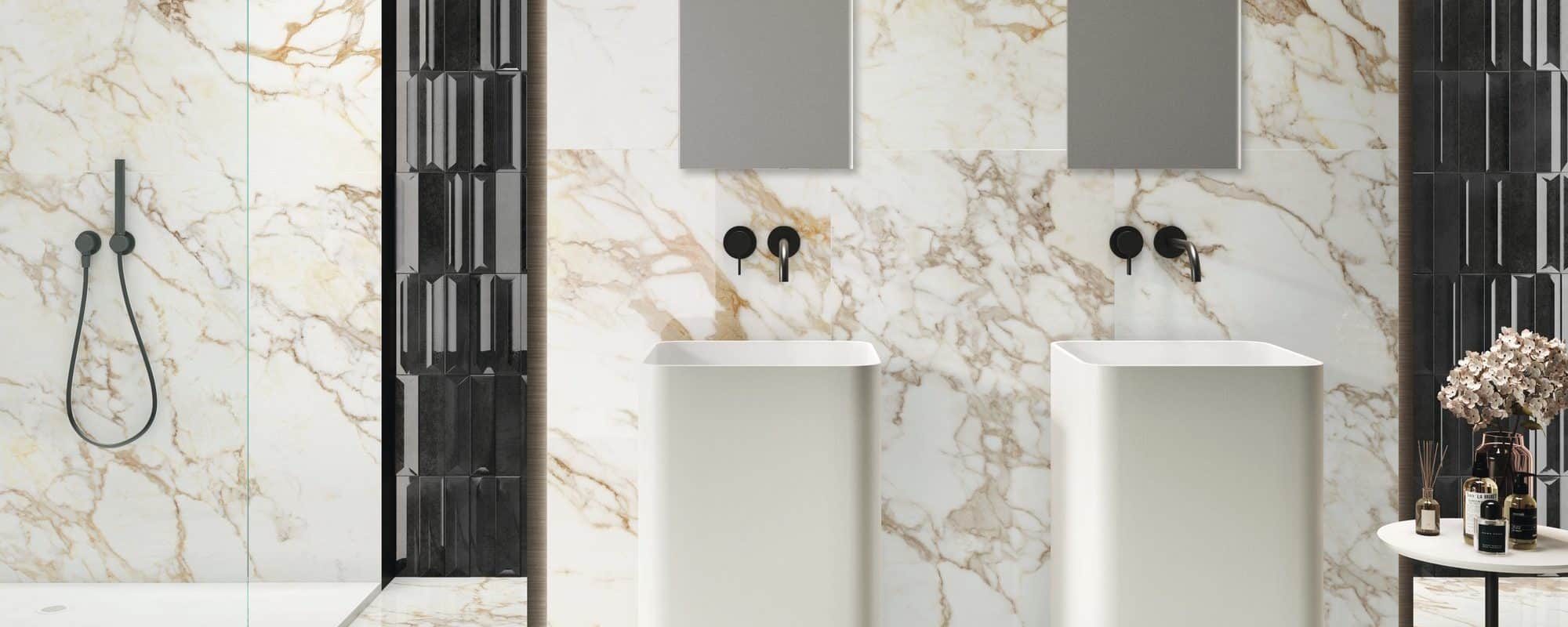 calacatta-gold- marble effect porcelain bathroom tile uk slider 3