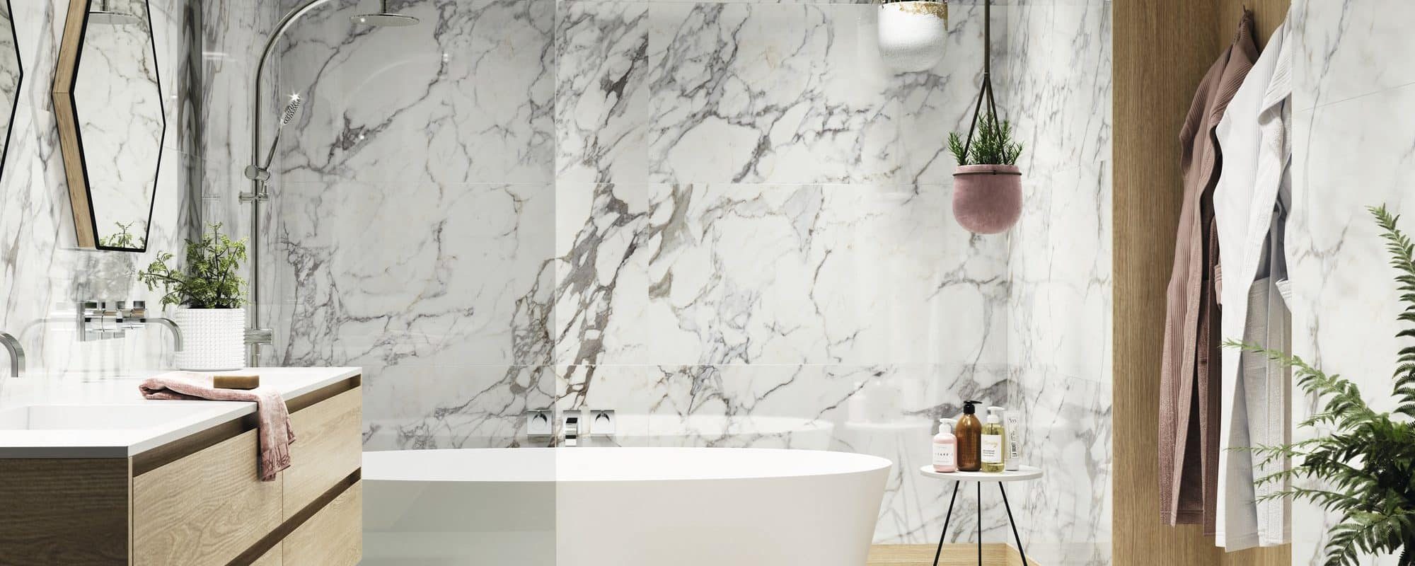 calacatta-silver-marble effect BATHROOM tiles london slider 2